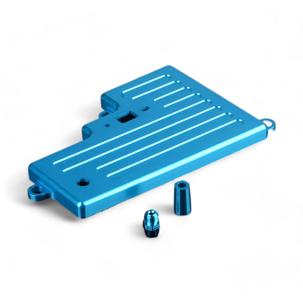 Blue Anodised Alloy Radio Tray Cover - Part Number 102064 102264