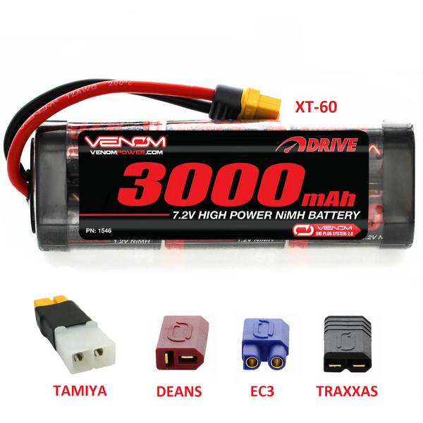 7.2v 3000mah NiMH Rechargeable Battery Pack with Universal Plug System
