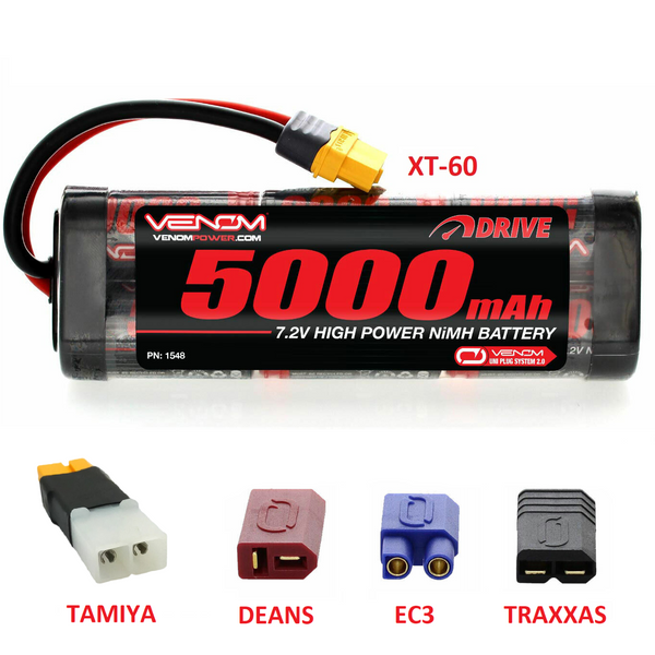 7.2v 5000mah NiMH Rechargeable Battery Pack with Universal Plug System