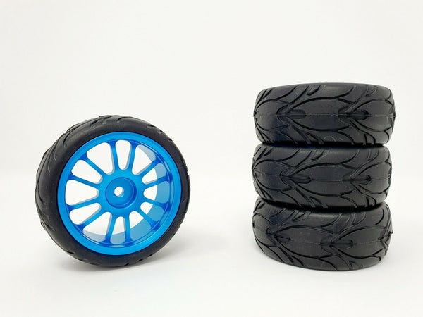 Blue Metal Wheels for On-Road Cars | Round Grip Tyres | SERIOUS-RC