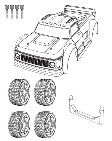 MJX Hyper Go 14301 Bodyshell, Post and Wheels Set - Part Number 1430A