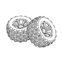 MJX Hyper Go 1:16th Scale Truck Wheels with Tyres (2 Pack) - Part Number 16300BM
