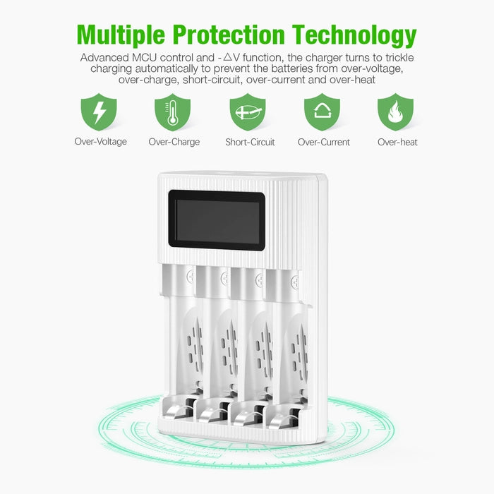 EBL Smart LCD Screen Charger for AA and AAA NiMH Batteries with USB Input