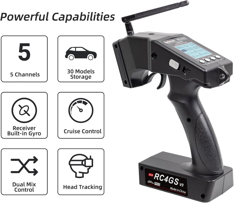 Radiolink-Télécommande 5 canaux RC4GS V3, émetteur radio RC + récepteur R6FG + batterie Chlorfor RC voiture bateau inoler precious Radiolink-Télécommande 5 canaux RC4GS V3, émetteur radio RC + récepteur R6FG + batterie Chlorfor RC voiture bateau inoler precious