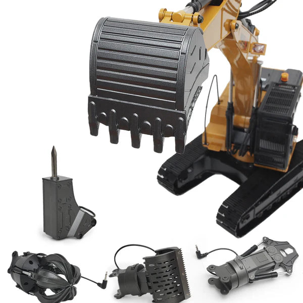HuiNa Full Metal RC Excavator Digger V5 23Ch 2.4Ghz - All Metal 1:14 M