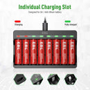 EBL 8 Slot Smart LCD Screen Charger for AA and AAA Li-On Batteries with USB Input