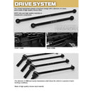 Drive system components with text on a white background