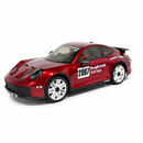 Red model car with racing number 2887 on a white background