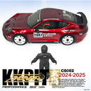 Model car with racing decals and a person in a racing suit on a white background, featuring KPR branding.