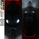 Collage of a car and a person in a dark setting with glowing elements.