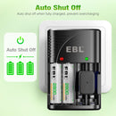 EBL Smart LCD Screen Charger for AA and AAA NiMH Batteries with Mains Plug
