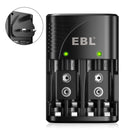 EBL Smart LCD Screen Charger for AA and AAA NiMH Batteries with Mains Plug