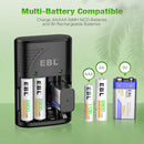 EBL Smart LCD Screen Charger for AA and AAA NiMH Batteries with Mains Plug