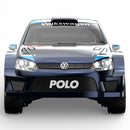 Front view of a blue Volkswagen Polo  MJX 10304 car on a white background