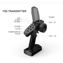 MJX 10304 T3D transmitter with labeled parts on a white background
