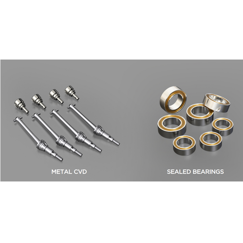 A picture of the MJX 14303 RC Car bearings and drive shafts.