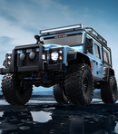 A picture of the MJX H8H crawler truck with front headlights turned on