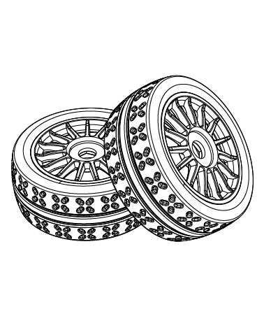MJX Hyper Go 7303 Replacement On-Road Wheels & Tyres (2 Pack) - Part Number P73300B