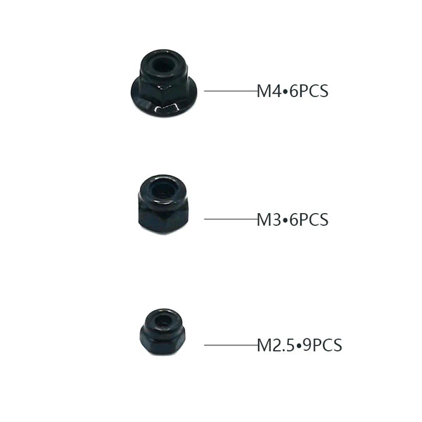Rlaarlo Nylon Lock Nut Set (M2.5 & M3 & M4) - Part Number R10105