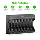 EBL 8 Slot Smart LCD Screen Charger for AA and AAA Li-On Batteries with USB Input