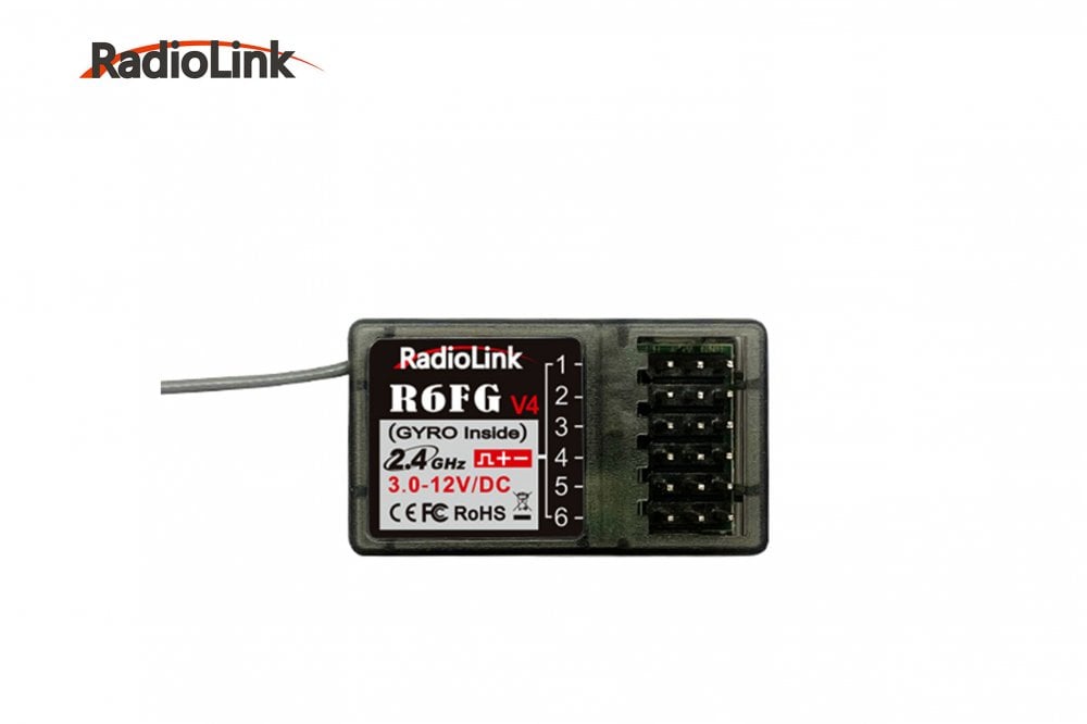 Radiolink RC4GS V3 Émetteur RC 5 canaux et kit récepteur gyroscopique R6FG pour voitures, chenilles, bateaux, télécommande récepteur 2,4 GHz 400 m 30 modèles de stockage émetteur radio kit pour dérive