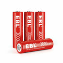 EBL AA 3000mAh 1.5v Low-Discharge Rechargeable Li-On Batteries with Storage Case - 4 Pack