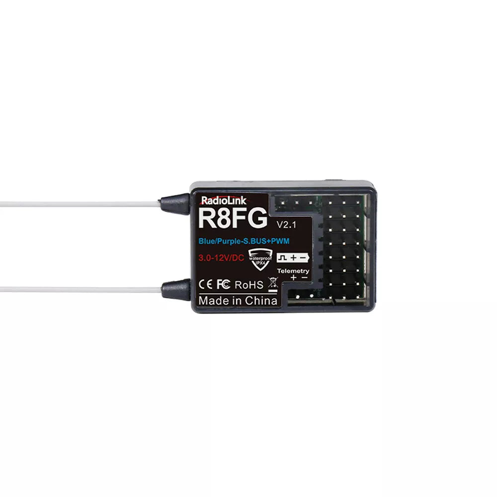 Radiolink R7FG - Receptor De Giroscopio De 7 Canales, 2.4 GHz, Telemetría Integrada, Control De Largo Alcance Para RC Coche, Barco, Transmisor De Enlace Radioactivo RC6GS V3/RC6GS V2/RC6GS/RC4GS