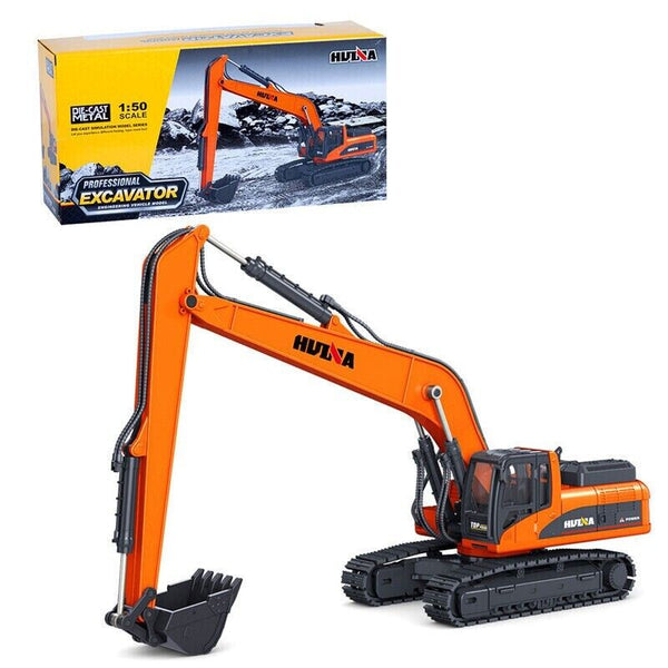 HUINA 1:50 Metal Long Arm Excavator Model Alloy Engineering Construction Vehicle