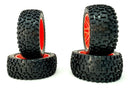 Red/Orange Off-Road Buggy Wheels with Tyres - 4 Pack